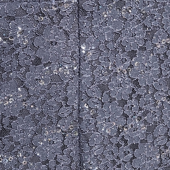 Nightway Womens Dark Blue Sequined Lace Illusion Neck Cocktail Sheath Dress Sz 8 - Picture 5 of 8